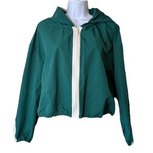 Prince Green Jacket Windbreaker Zip Hooded Cropped Logo Size Large Pickleball